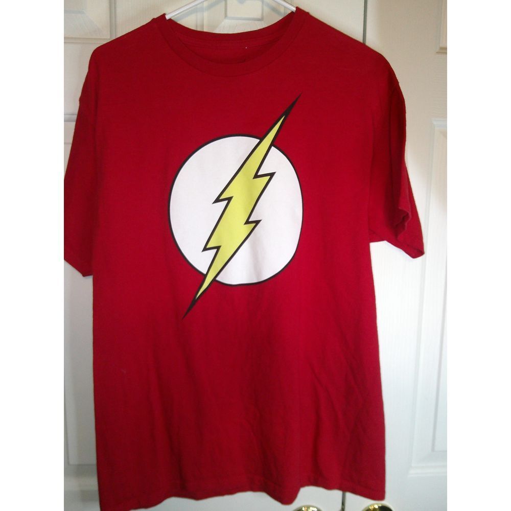 The Flash DC Comics Superhero Logo‎ Graphic T-Shirt Red Lightning Bolt L